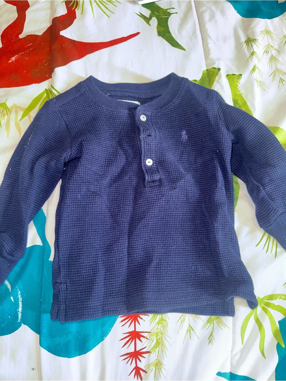Polo by Ralph Lauren Navy Waffle-Knit Henley Sweatshirt